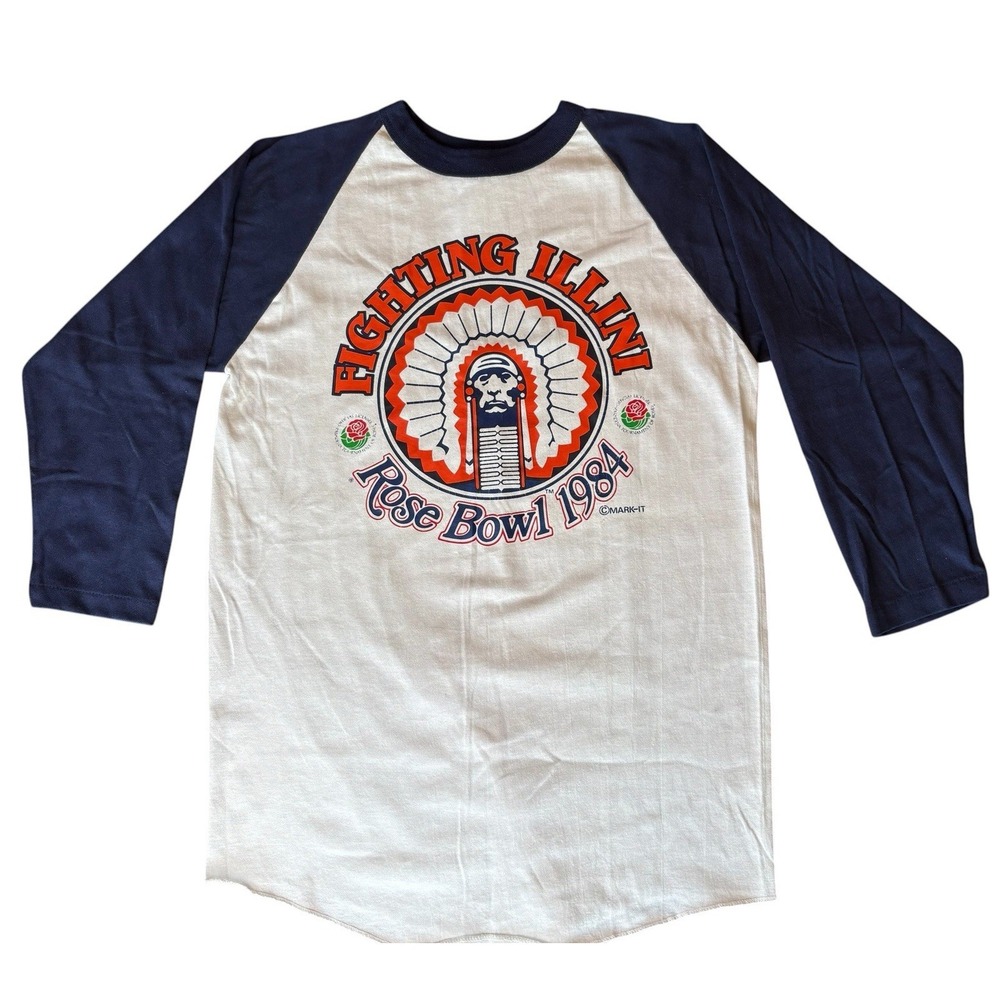 Vintage 1984 Illinois Fighting Illini Rose Bowl Raglan T-Shirt Single Stitch